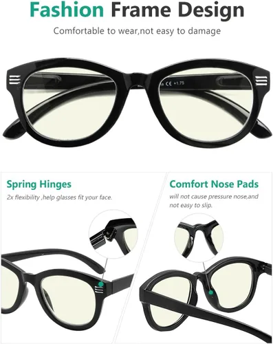 Miniatura 5 de Eyekepper Gafas de lectura con diseño de ojo de gato para mujer, paquete de 4 unidades, de gran tamaño Gafas de lectura con bloqueo de luz azul