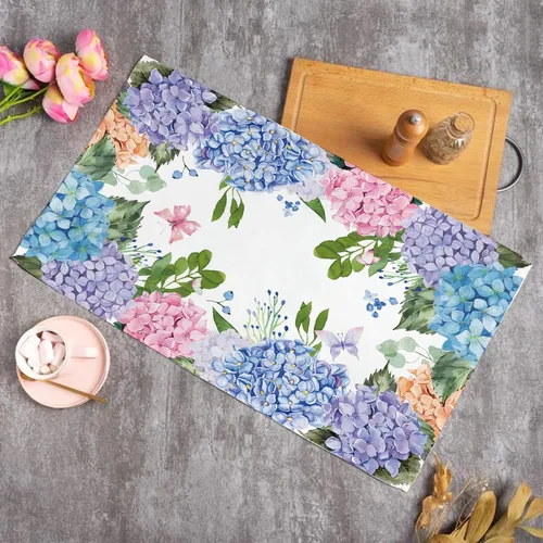 Miniatura 6 de Manteles individuales desechables de papel, paquete de 50 manteles individuales de hortensias de 16 x 11 pulgadas, manteles individuales florales