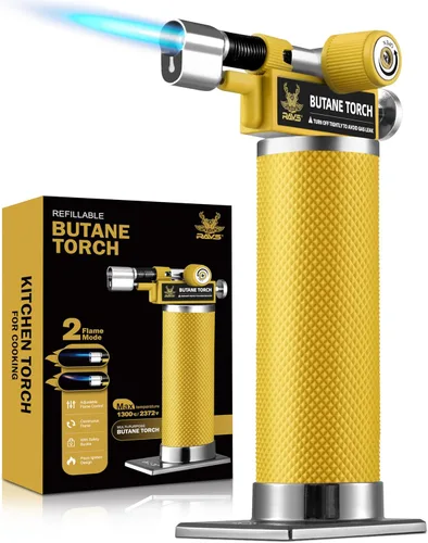 Miniatura 9 de RAVS Encendedor de butano, antorcha de cocina con modo de llama dual, pistola de soplete de cocina recargable, soplete de crema brulee, soplete