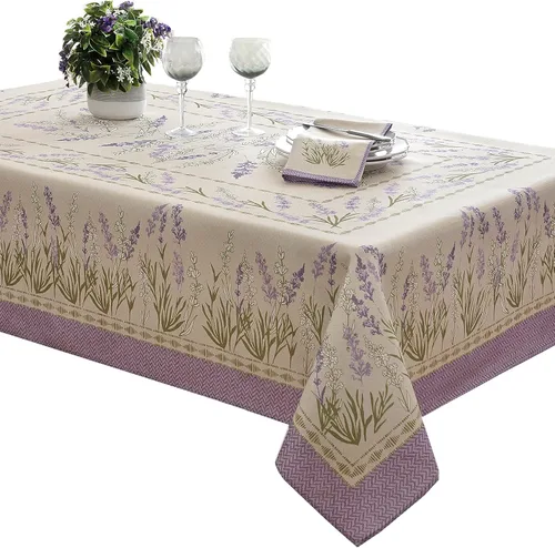 Miniatura 10 de Home Bargains Plus Provence - Juego de 8 servilletas cuadradas, estampado floral de campo de lilas Blanchard, resistentes a las arrugas y a