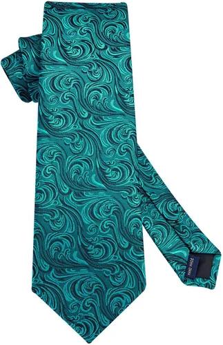 Miniatura 202 de HISDERN Corbatas para hombre, corbata de cachemira y bolsillo cuadrado tejido clásico floral para hombre, corbata de fiesta de boda