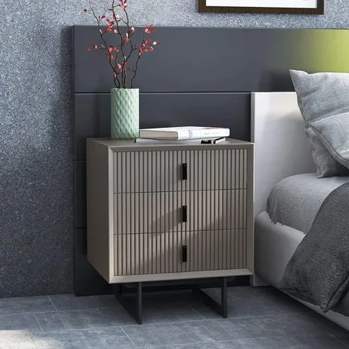 Miniatura 2 de TOMYEUS Mesita de noche Mesita de noche, simple y moderna de tres cajones, mini mesita de noche nórdica pequeña para dormitorio