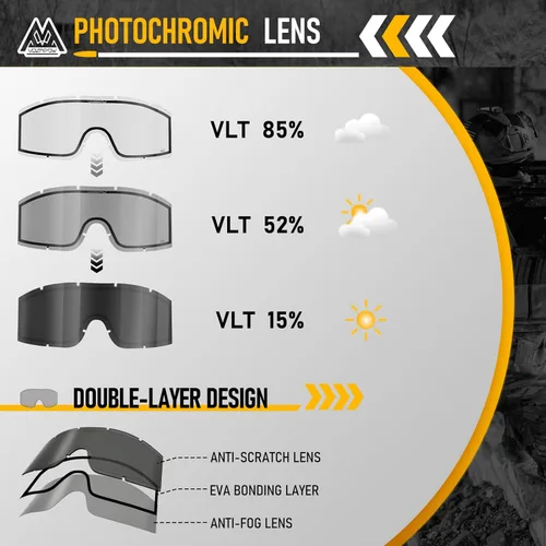 Miniatura 4 de Airsoft - Gafas de seguridad antivaho con certificación ANSI Z87.1, resistentes a los impactos, gafas de tiro tácticas Lente de doble capa P1