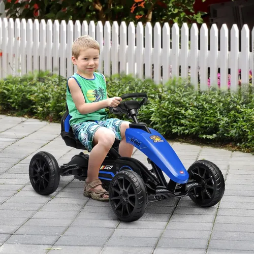 Miniatura 2 de Aosom Go Kart con pedal para niños, juguetes para montar al aire libre con eje oscilante, asiento ajustable, freno de mano, 4 ruedas que absorben