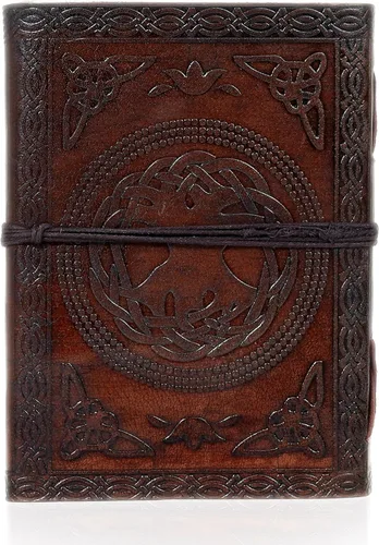 Miniatura 6 de AzureGreen Libro de páginas en blanco de doble dragón hecho a mano de piel para escribir sin forro 5 x 7 (marrón)