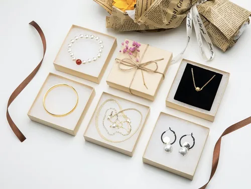 Miniatura 4 de Magicool - Paquete de 96 cajas de joyería de cartón de 3.5 x 3.5 x 1 pulgadas, utilizadas para collares, pulseras, aretes, joyas, embalaje de regalo