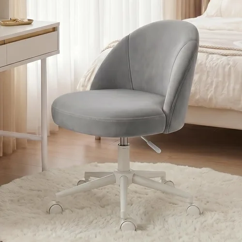Miniatura 14 de EnHomee Silla de tocador con ruedas, silla de oficina pequeña con respaldo, bonita silla de escritorio sin brazos para sala de maquillaje, oficina
