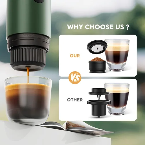 Miniatura 4 de RECAFIMIL Máquina de Espresso Eléctrica Portátil, Cafetera de Viaje para Camping, Cafetera de Auto con Autocalentamiento con USB-C, Con Café Molido