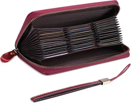 Miniatura 7 de GOIACII Cartera de piel con bloqueo RFID para mujer, tarjetero de crédito, bolso de mano para teléfono, organizador plegable de gran capacidad