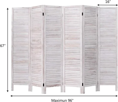 Miniatura 6 de Giantex biombo de 6 paneles para dividir habitaciones, de madera, plegable, no empotrado, estilo oriental, vertical