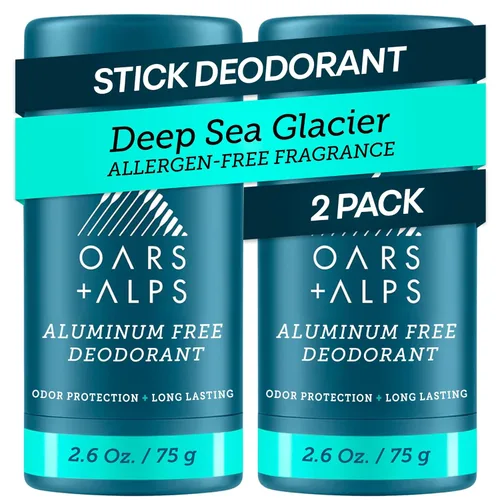 Oars + Alps Desodorante sin aluminio para hombres | Protección contra olores de larga duración, transparente y libre de residuos blancos,