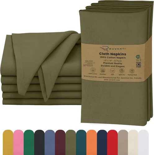 Miniatura 12 de Ruvanti - Servilletas de tela, paquete de 6, 45x45 centímetros, 100% algodón, lavables, suaves y absorbentes, perfectas para bodas, cenas de Belleza