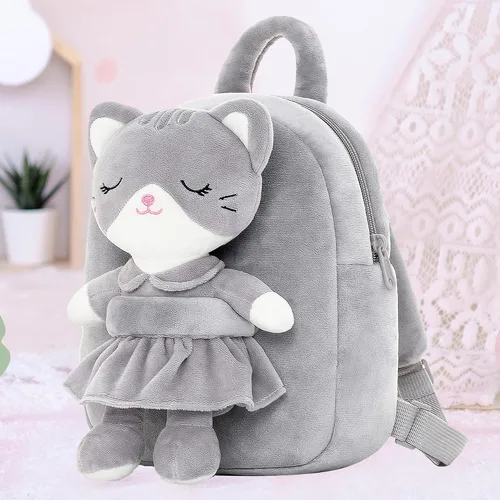 Miniatura 4 de Lazada Mochila para niños pequeños, juguetes de animales de peluche, mochila pequeña, color gris, 9.5 pulgadas