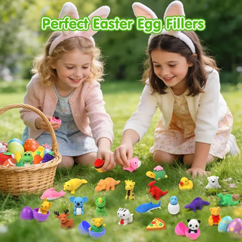 Miniatura 2 de Paquete de 150 Borradores de Animales para Niños a Granel, Rompecabezas 3D Desmontables, Borradores Juguetes para Caja del Tesoro, Recompensas