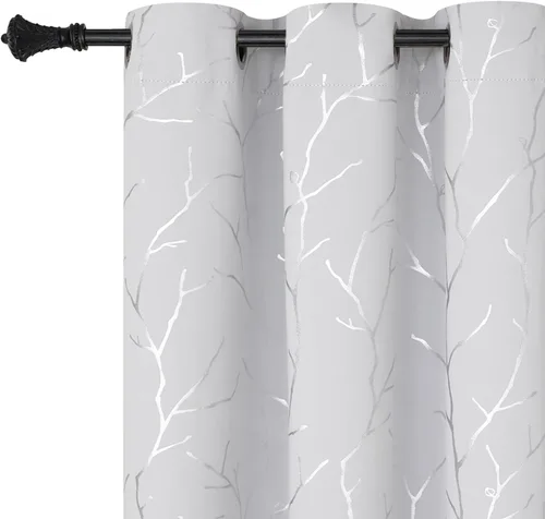 Miniatura 17 de BUHUA - Cortinas opacas blancas, cortinas plateadas, juego de 2 paneles de cortinas con ojales para dormitorio, elegante tratamiento de ventana
