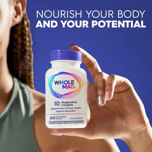 Miniatura 7 de WholeMag Complejo de suplementos de magnesio 60 cápsulas vegetarianas Apoya la salud muscular, ósea y nerviosa* Fórmula 10 en 1