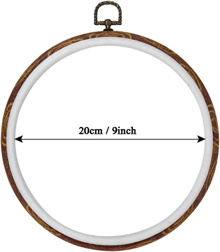 Miniatura 2 de 5 aros redondos de bordado de 8 pulgadas, marcos de aro de bordado de madera sintética para exhibición, aro de punto de cruz duradero para bordado a