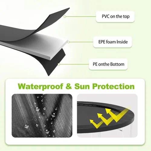 Miniatura 6 de Almohadilla para Trampolín, 10ft 12ft 14ft 15ft 16ft Almohadilla de Seguridad de Repuesto para Trampolín, Impermeable y Resistente al Desgarro Negro