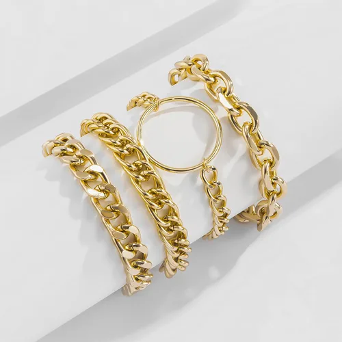 Miniatura 107 de Long tiantian Pulsera de oro gruesa para mujer, pulseras de oro delicadas, pulseras para mujer, pulseras apilables de eslabones de cadena