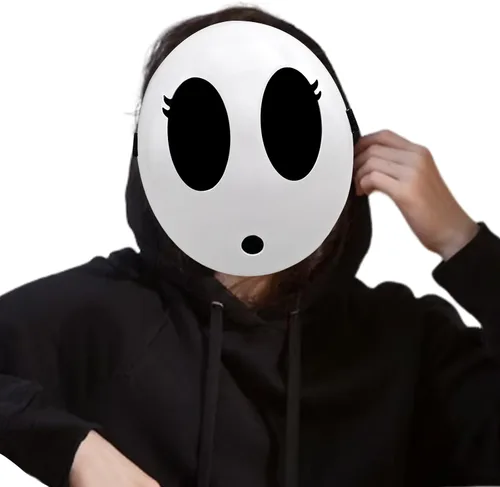 Miniatura 2 de Máscara de chico tímido, máscara de anime blanca, máscara de Halloween, máscara divertida para disfraz de Halloween, accesorios de cosplay Niña