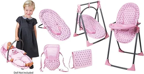 Miniatura 6 de Lissi Juego de silla alta convertible 6 en 1 de muñeca bebé