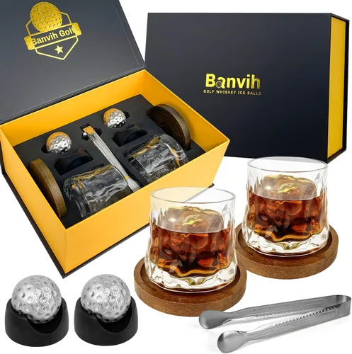 Juego de regalos de piedras de golf de whisky para hombres, regalos de San Valentín para él, regalos de cumpleaños para hombres