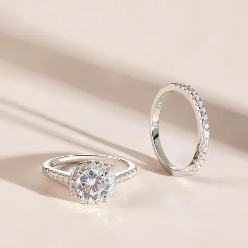 Miniatura 2 de Anillos de compromiso de plata de ley 925 de 1.2 quilates para mujer, anillos de compromiso de circonita cúbica de corte cojín para ella, talla 4-12