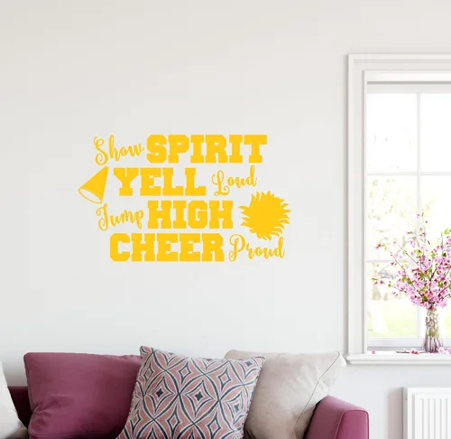 Miniatura 6 de 38"x24" Show Espíritu Yell Loud Jump alta Cheer orgullosos pompones animadora del megáfono calcomanía decorativo para pared arte mural decoración