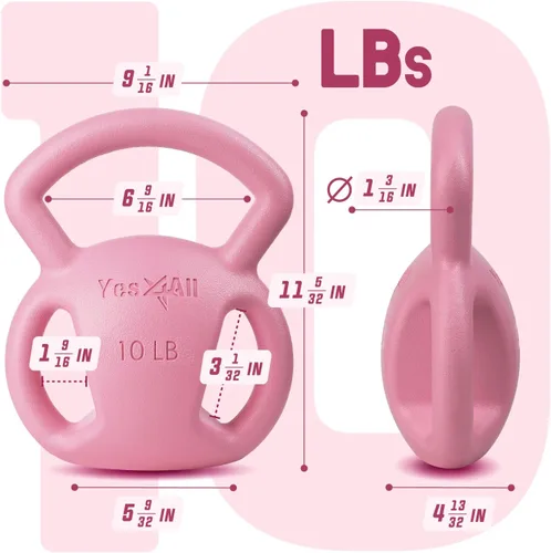 Miniatura 6 de Yes4All Kettlebell, Strength Training Kettlebells for Women, Wide Multi-grip Textured Handle for Home Gym Exercises & Full Body Workout, Single 5–25