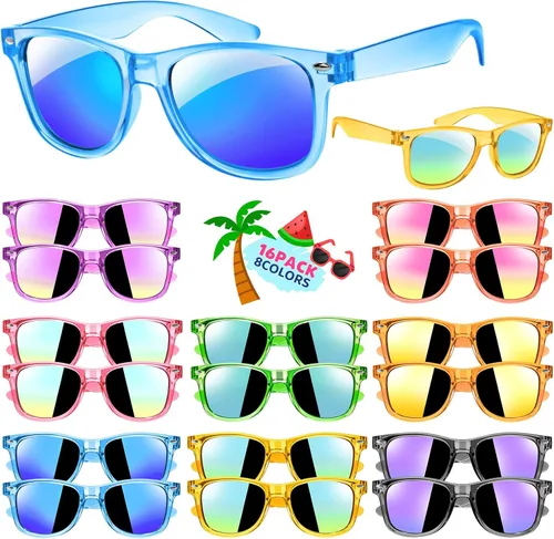 Miniatura 16 de Joycover Lentes de sol para niños a granel, recuerdo de fiesta para niños de 4 a 8 años, 24 lentes de sol translúcidos para niños con protección UV