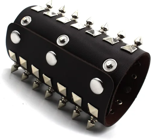 Miniatura 3 de Pulsera de cuero punk para hombres y mujeres, pulsera de cuero con tachuelas para hombres, pulsera gótica con remaches para hombres y mujeres