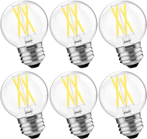 Miniatura 9 de Paquete de 6 bombillas LED G16.5 esmeriladas, foco LED E26 equivalente a 60 W, foco LED regulable G16 1/2 Edison de 6 W 3000 K blanco suave, focos