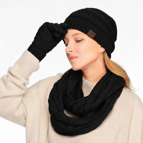 Miniatura 15 de C.C Trendy Warm Chunky Soft Stretch Cable Knit Beanie