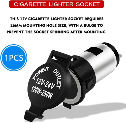 Miniatura 3 de Enchufe para encendedor de cigarrillos, adaptador de encendedor de cigarrillos de automóvil DC 12V/24V con cable de extensión, reemplazo de enchufe