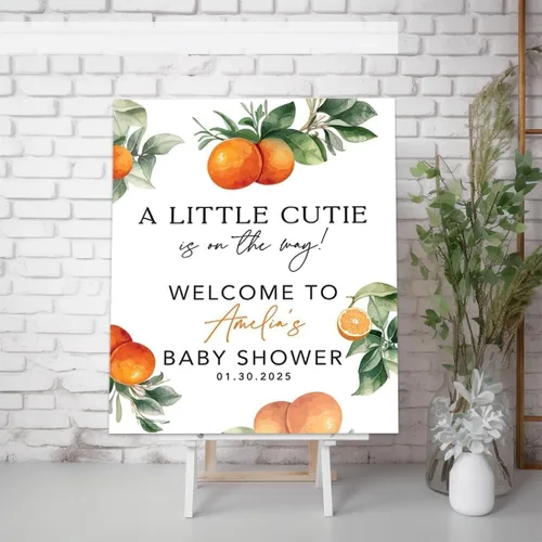 Miniatura 9 de Letrero de bienvenida para baby shower, decoración de baby shower de Little Cutie - Letrero personalizado para baby shower con texto en inglés "A
