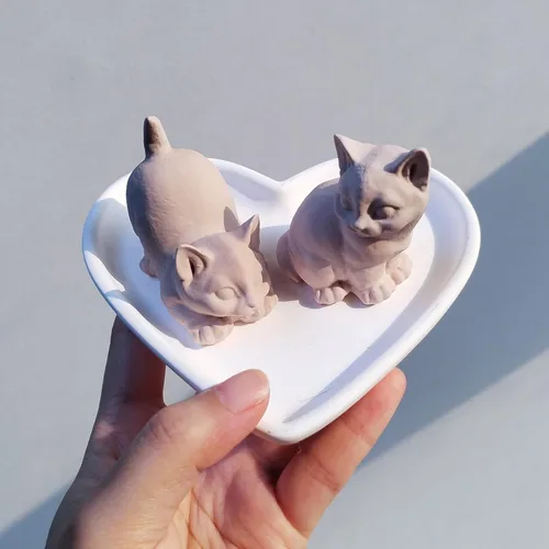 Miniatura 7 de Wehous 2 moldes de silicona para gatos, moldes de jabón de resina de animales 3D, lindo molde de fondant de animales para decoración de pasteles