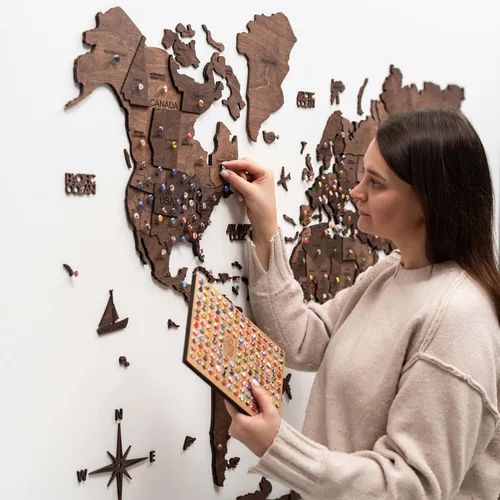 Miniatura 17 de Enjoy The Wood Mapa del mundo de madera 3D, arte de pared, decoración de pared de madera grande, idea de regalo de inauguración de la casa, idea