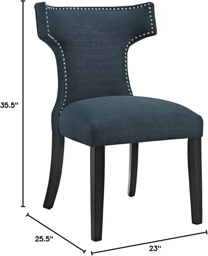 Miniatura 3 de Modway Curve Mid-Century - Moderna tela tapizada con ribete de cabeza de clavo en color azul, una silla Celeste