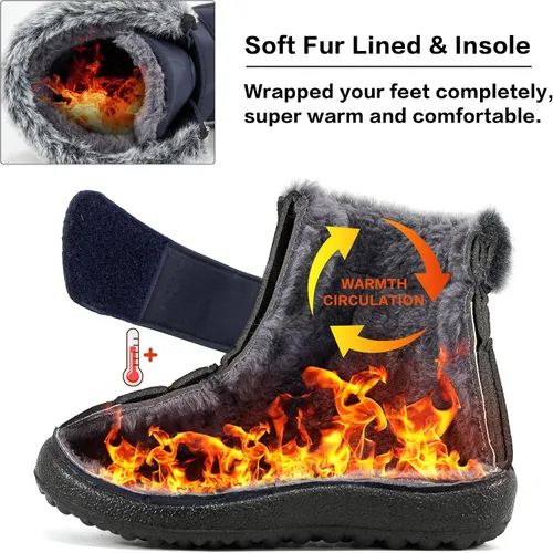 Miniatura 3 de FUDYNMALC Girls Boys Winter Snow Boots - Comfortable Warm Toddler Winter Shoes Waterproof Lightweight Kids Ankle Booties Outdoor Walking