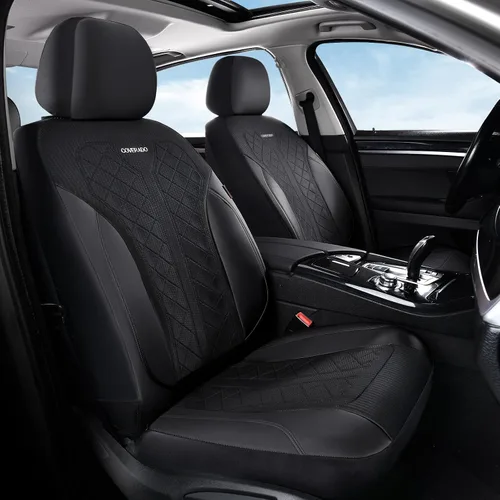 Miniatura 36 de Coverado Fundas de asiento delantero, fundas de asiento beige, 2 asientos, protectores de cuero para automóvil, paquete de 2, fundas de asiento
