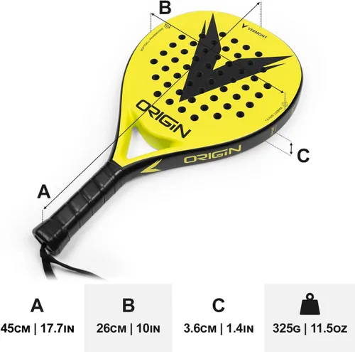 Miniatura 2 de VERMONT Origin Pala de pádel Pala de pádel ligera, duradera y precisa para principiantes y jugadores de todas las edades