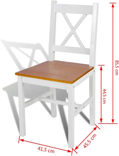 Miniatura 2 de Dining Chairs Set of 2, White and Natural Wood Finish Solid Pine Wood Chairs with Ergonomic Design for Kitchen Dining Room and Small Spaces