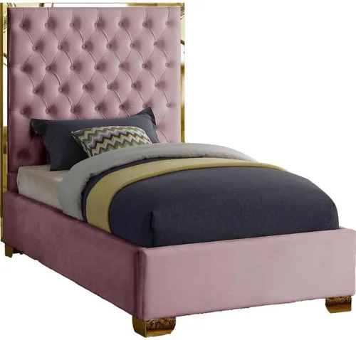Miniatura 25 de Meridian Furniture Colección Lana Modern Cama tapizada de terciopelo contemporáneo con acolchado profundo detallado y patas doradas, tamaño Verde