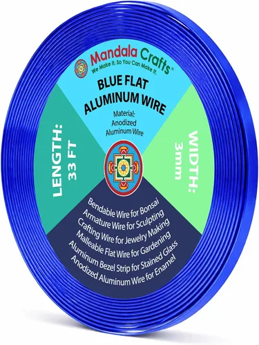 Miniatura 15 de Mandala Crafts Alambre de aluminio anodizado plano de 0.118 in para fabricación de joyas, alambre de bisel negro flexible de color de 33 pies