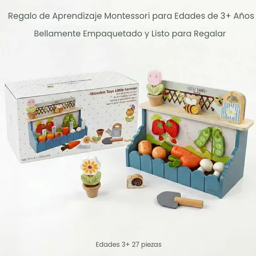 Miniatura 7 de PairPear Juego de juguetes de set de jardín de flores, juguetes de madera para niños pequeños, juego de comida para niñas y niños de 3 años