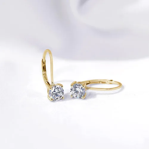 Miniatura 3 de Tienda Collection Platinum-Plated Sterling Silver Infinite Elements Zirconia Leverback Earrings