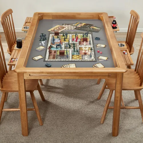 Miniatura 8 de Mesa de Juego de Mesa con Tablero Removible, Asientos para 4 a 6 Jugadores con Área de Juego de 57in x 33in, Incluye Alfombrilla de Juego, Nuez