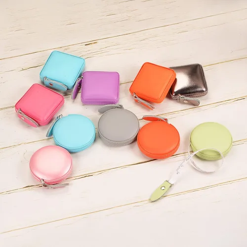 Miniatura 5 de HARFINGTON Cinta métrica retráctil redonda de 59.1 in/60 pulgadas, funda de cuero suave, tamaño de bolsillo para cuerpo, tela, medidas de costura
