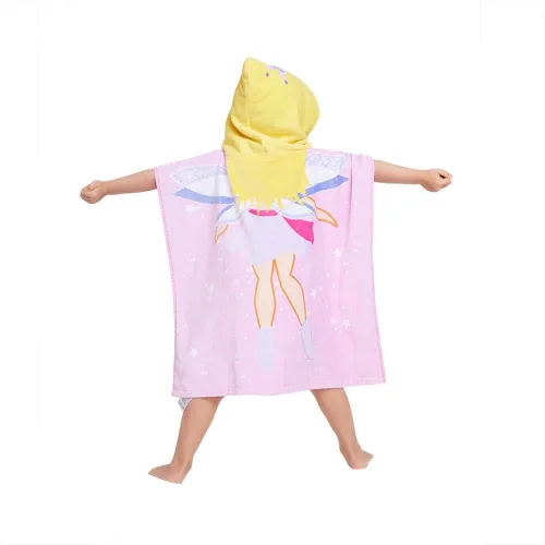 Miniatura 3 de Gealaek - Toalla con capucha 100% algodón para niños de 2 a 6 años, toalla suave y absorbente para baño, piscina, playa, unisex, diseño de hada Hada