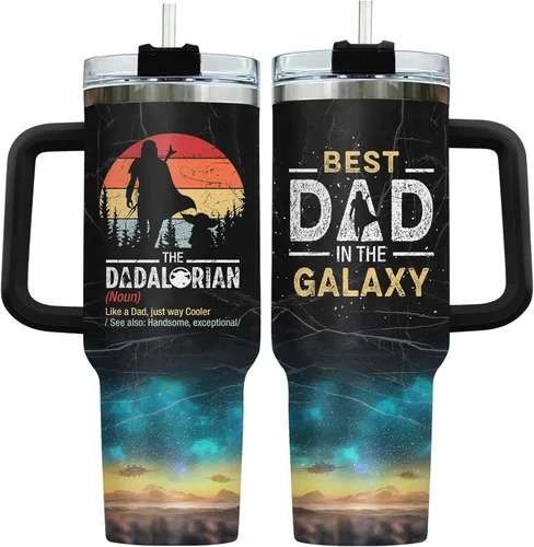Miniatura 13 de 34HD Regalos de cumpleaños para el Día del Padre, de parte de su hija o hijo, taza de viaje aislada para 50 cumpleaños, clásico de 40 onzas con asa
